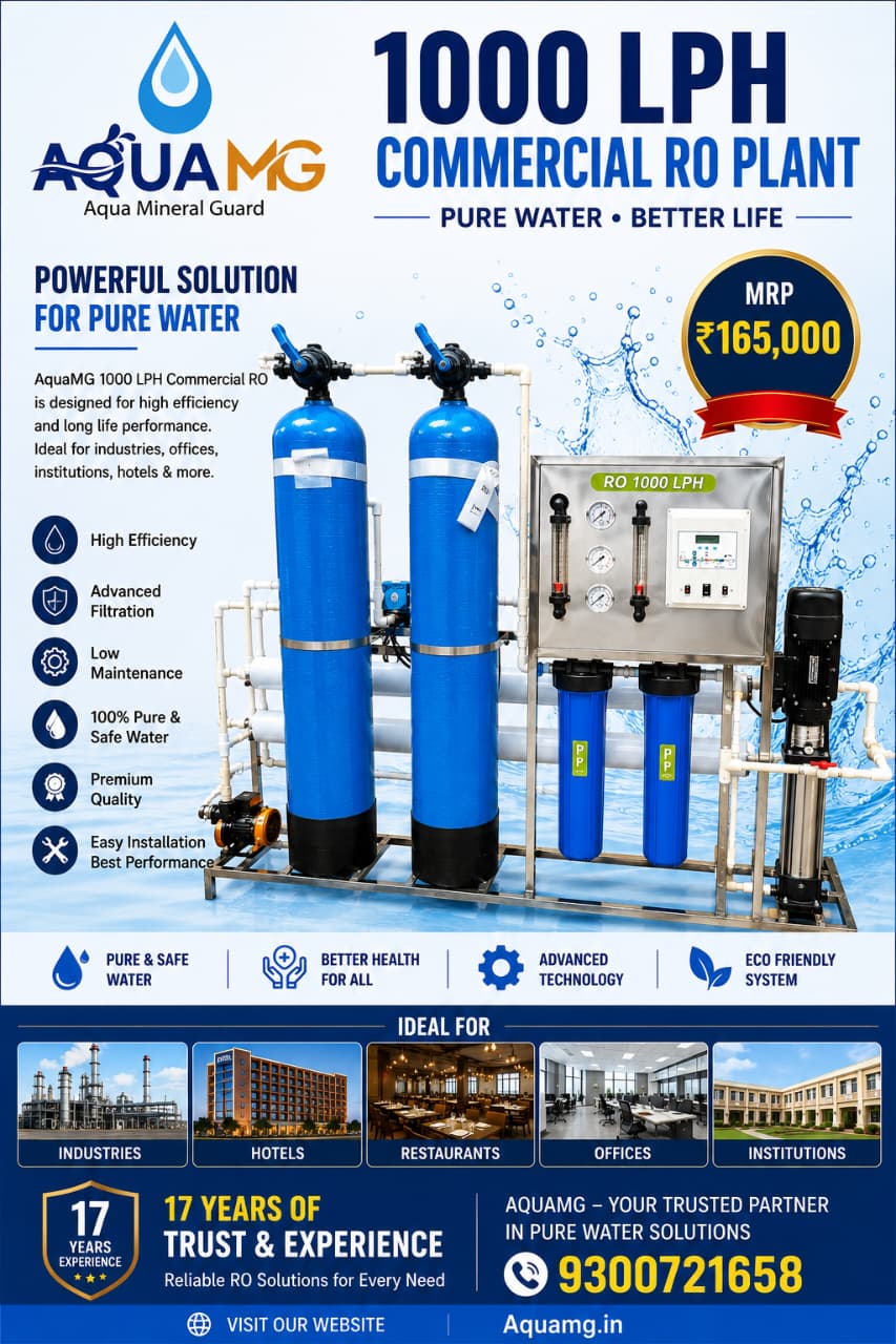 AquaMG 1000 LPH Commercial RO Plant